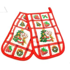 Vintage Strawberry Shortcake 2 Pot Holder Oven Mitts 1980 American Greetings